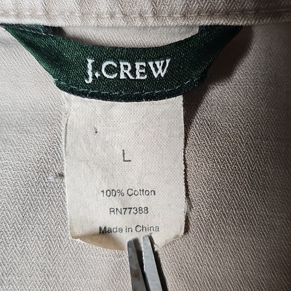 J Crew 100% Cotton Utility Cargo Jacket Tan color Pockets Size Large - Picture 8 of 8